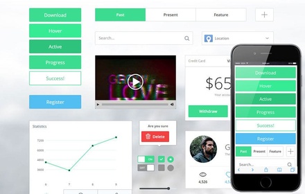 Thin Bright UI KIT Flat Responsive mobile web template