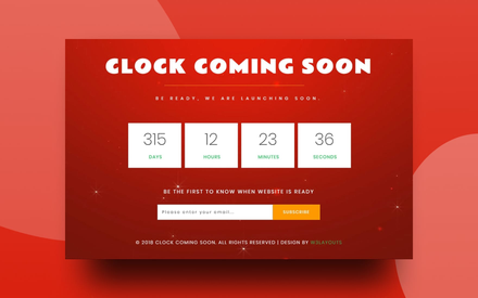 Clock Coming Soon Responsive Widget Template