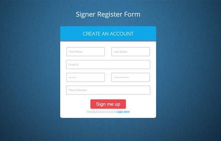 Signer Register Form Flat Responsive Widget Template