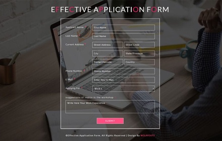 Effective Application Form a Responsive Widget Template