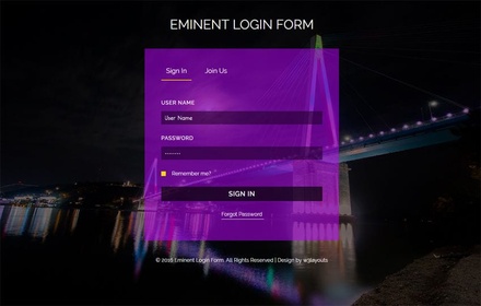 Eminent Login Form Flat Responsive widget Template