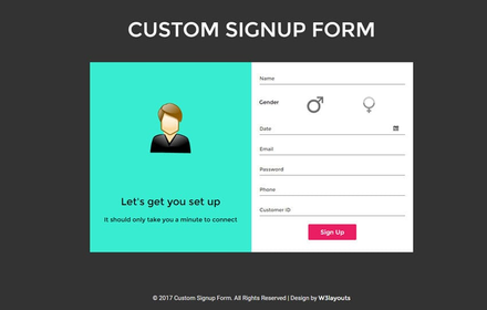 Custom Signup Form a Flat Responsive Widget Template