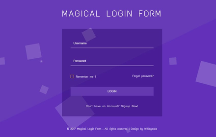 Magical Login Form Flat Responsive Widget Template