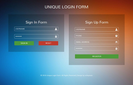 Unique Login Form Flat Responsive widget Template