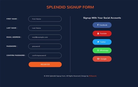 Splendid Signup Form Flat Responsive widget Template