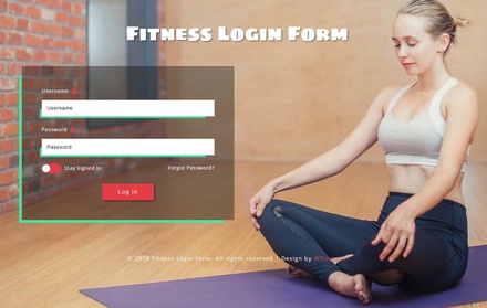 Fitness Login Form Responsive Widget Template