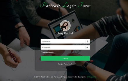 Portrait Login Form Responsive Widget Template