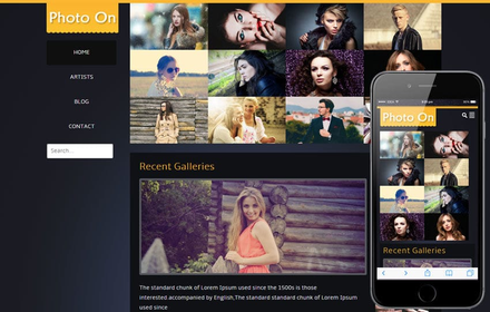 Photo On Gallery Mobile Website Template