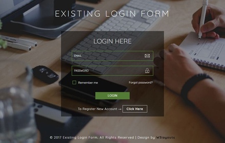 Existing Login Form a Flat Responsive Widget Template