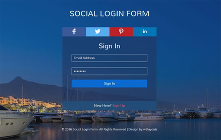 Social Login Form Flat Responsive widget Template