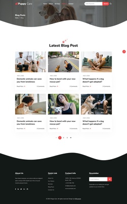 Puppy care a animals and pets website template