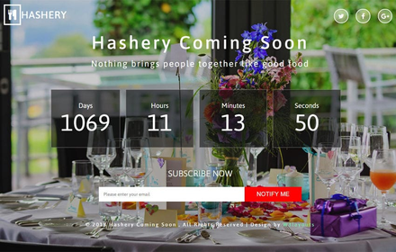 Hashery Coming Soon Responsive Widget Template