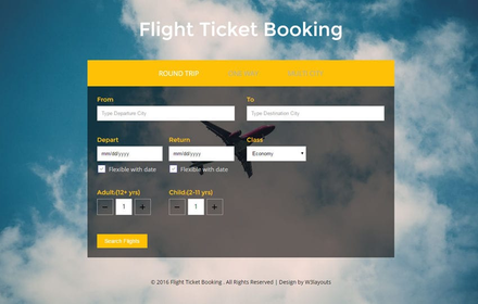 Flight Ticket Booking – Flat Responsive Widget Template