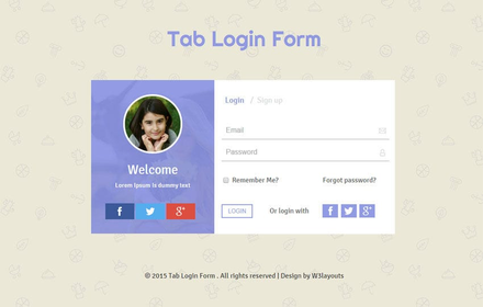 Tab Login Form Responsive Widget Template