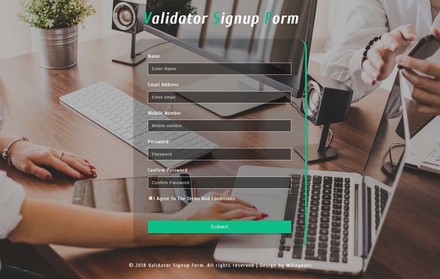 Validator Signup Form Responsive Widget Template.