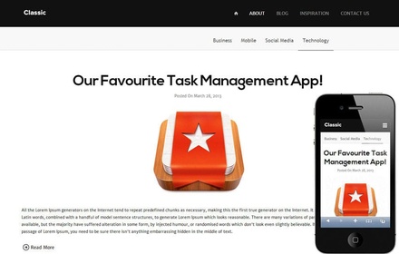 Classic Blog Responsive Mobile Website Template