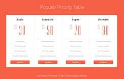 Popular Pricing Table a Flat Responsive Widget Template