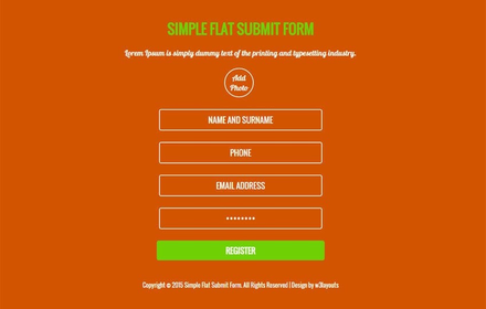 Simple Flat Submit Form Responsive Widget Template