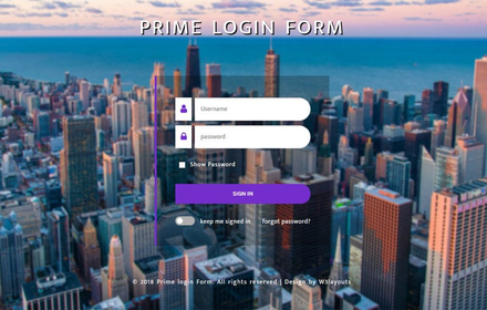 Prime Login Form Flat Responsive Widget Template