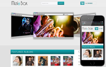 Music Box online music Mobile Website Template