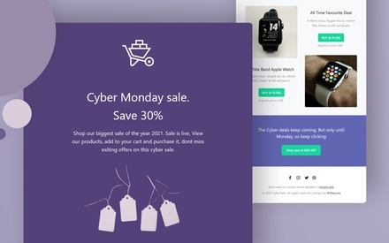 Email newsletter for Cyber Monday sale 2021