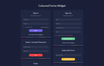 Coloured Forms Widget Flat Responsive Widget Template