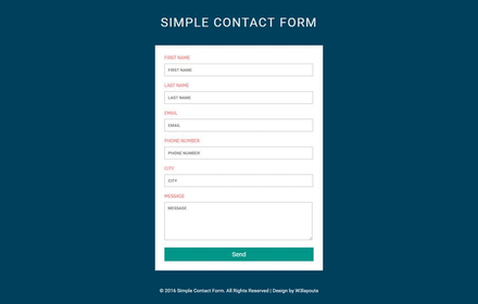 Simple Contact Form A Flat Responsive Widget Template