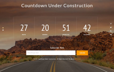 Countdown Under Construction Flat Responsive Widget Template