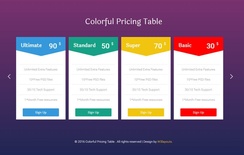 Colorful Pricing Table Flat Responsive Widget Template